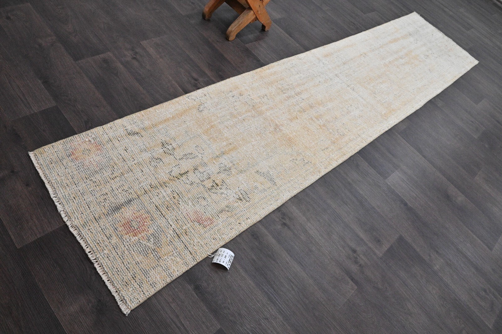 Vintage Turkish Runner Rug 2x9ft Wool Anatolian Handmade Hallway Oushak YELLOW gallery