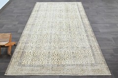 Oushak Turkish Vintage Rug 5×9 Kilim Rug Anatolian Handmade Boho Decor YELLOW