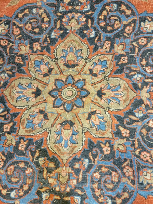 Antique Oriental Hand-Knotted Wool Area Rug Copper/Blue/Ivory 8'6" x 11'4" gallery