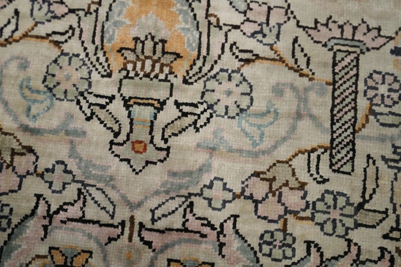 Antique 100% Silk Hereke Vegetable Dye Hand-made Accent Rug Turkish Carpet 2x3 gallery