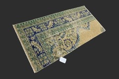 GREEN Turkish Oushak Rug 2×4 Vintage Handmade Anatolian Small Doormat Kilim