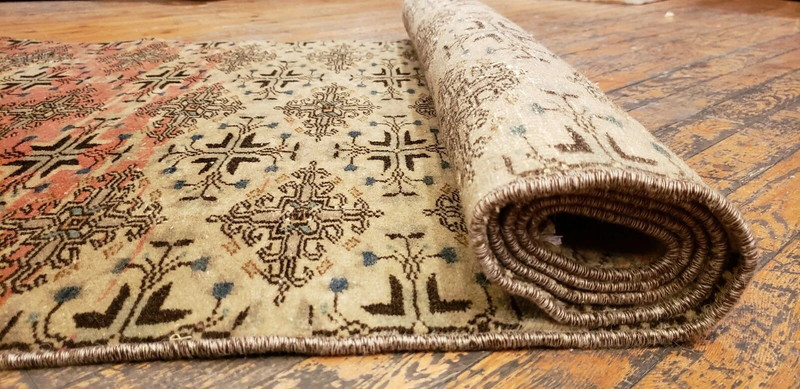 1930-1939's Antique Wool Pile Muted Natural Dye Bunyan Runner Rug 2'6" x 9'6" gallery