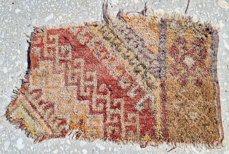 1890s Rare Collectible Antique Fragment Carpet , Cappadocian HandMade Pile Rug gallery