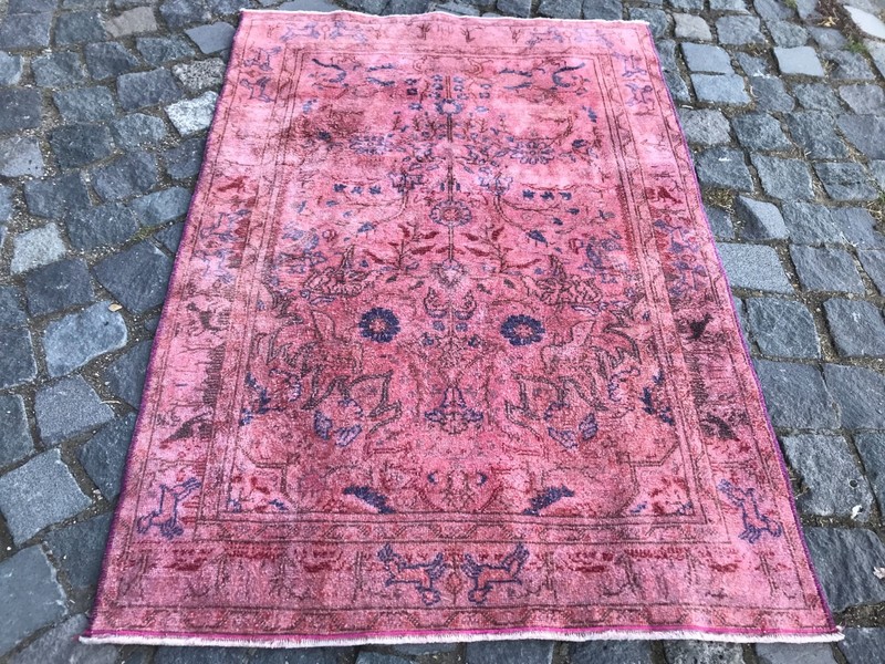 Bohemian Area Rug Handmade Wool Rug Turkish Vintage Traditional Rug 2,8 x 4,0 ft gallery