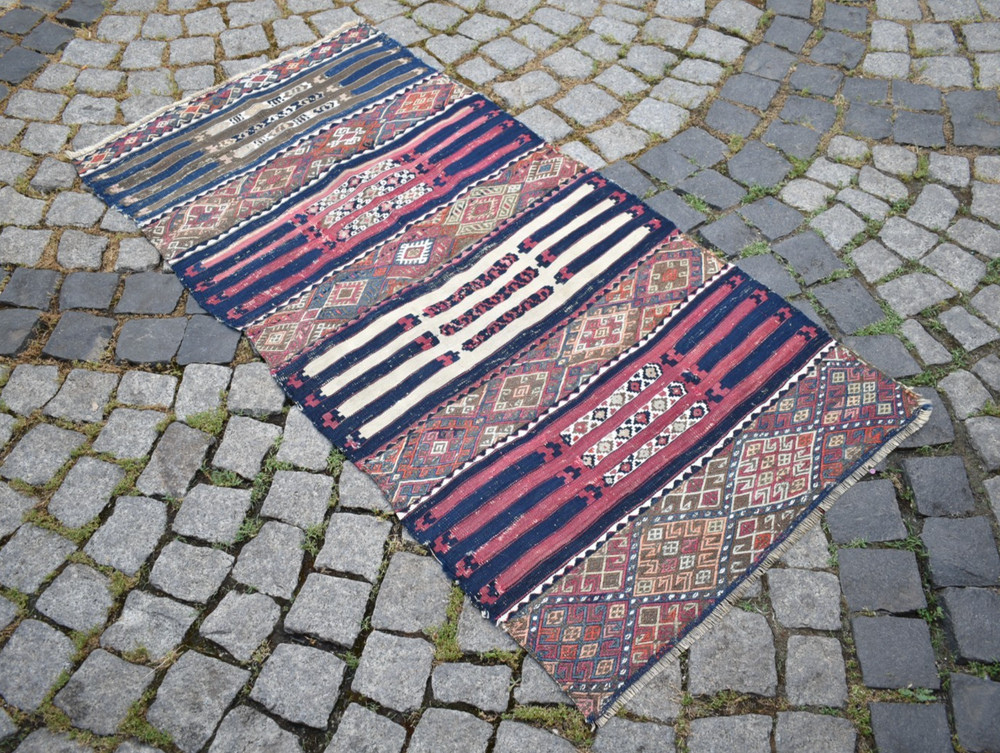 Fabulous Antique Turkish Rug 30'' x 59'' Collectors Item Malatya Cicim Wool Rug