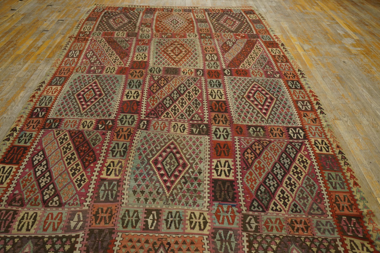 6'x11' Rustic Tribal Geometric Antique Turkish Late 19th Century Kilim Rug gallery