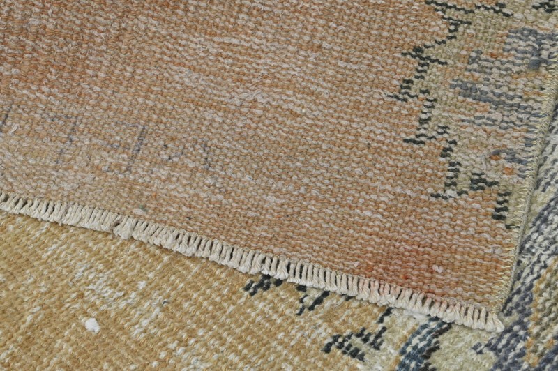 Vintage Turkish Runner Rug 2x7ft YELLOW Handmade Anatolian Oushak Hallway Wool gallery