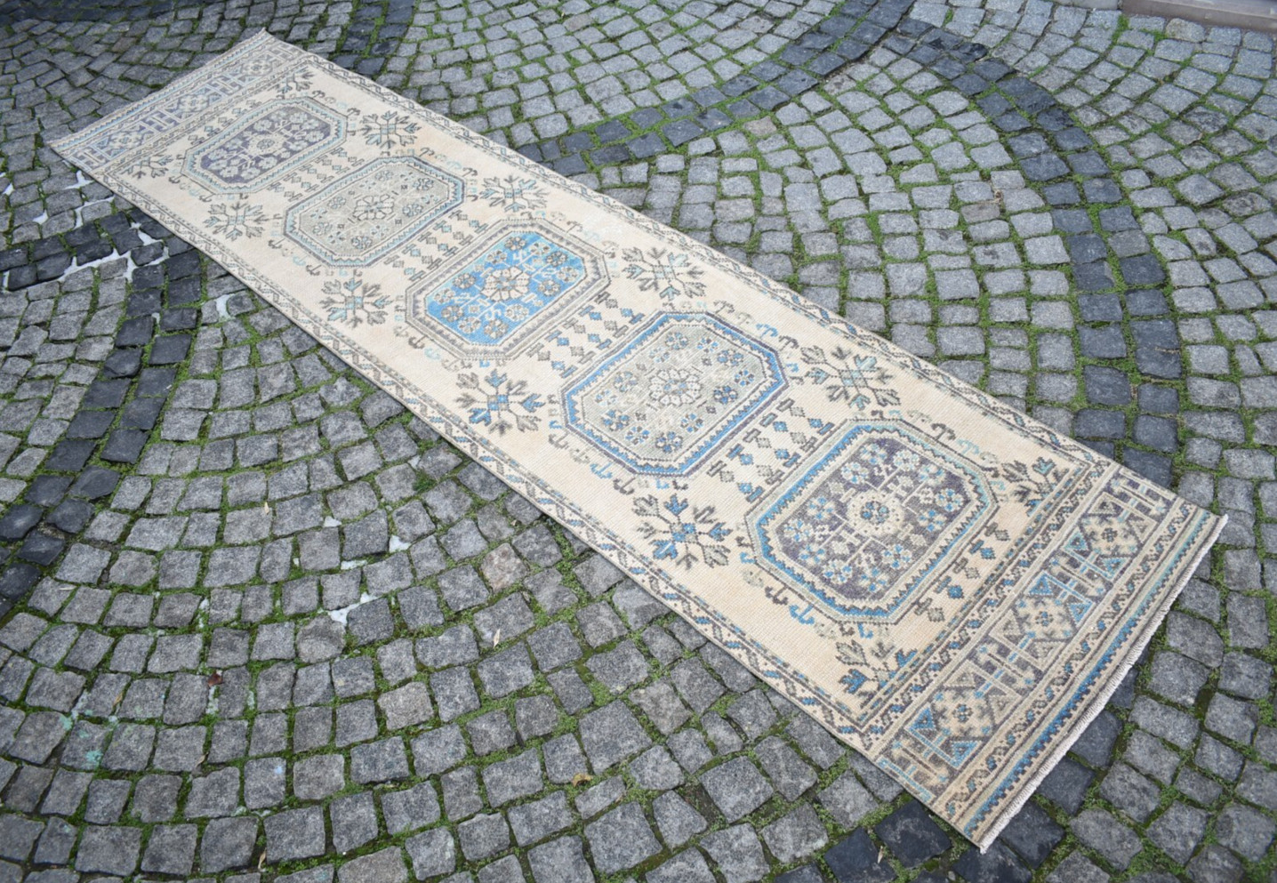 Vintage Turkish Rug 36'' x 144'' Muted Dye Oushak Rug Hand-knotted Hallway Rug gallery