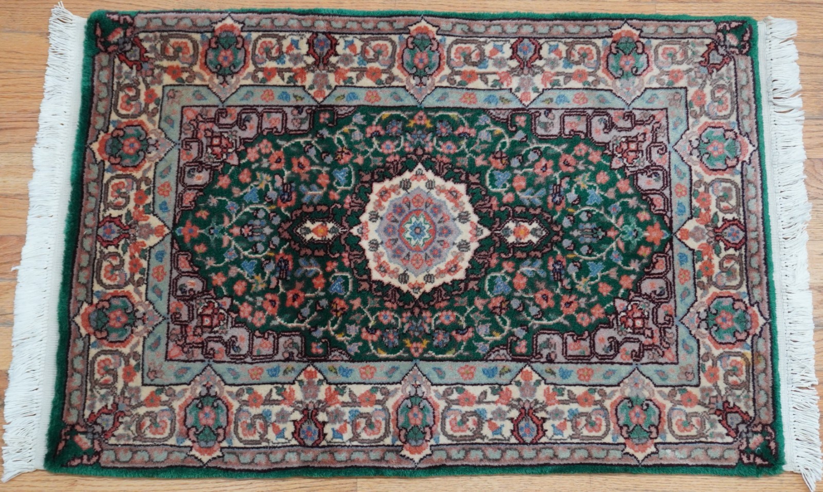 Gorgeous Kermann Hand Knotted Green Oriental Rug 2'1" x 4'3" gallery