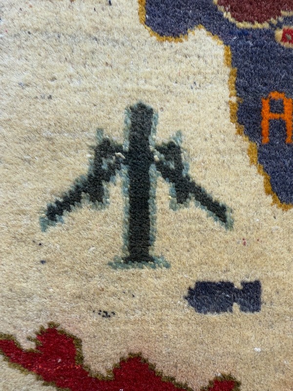 Vintage Beautiful Hand Knotted Afghan War Wool Rug Wall Hanging 78x58 Cm gallery
