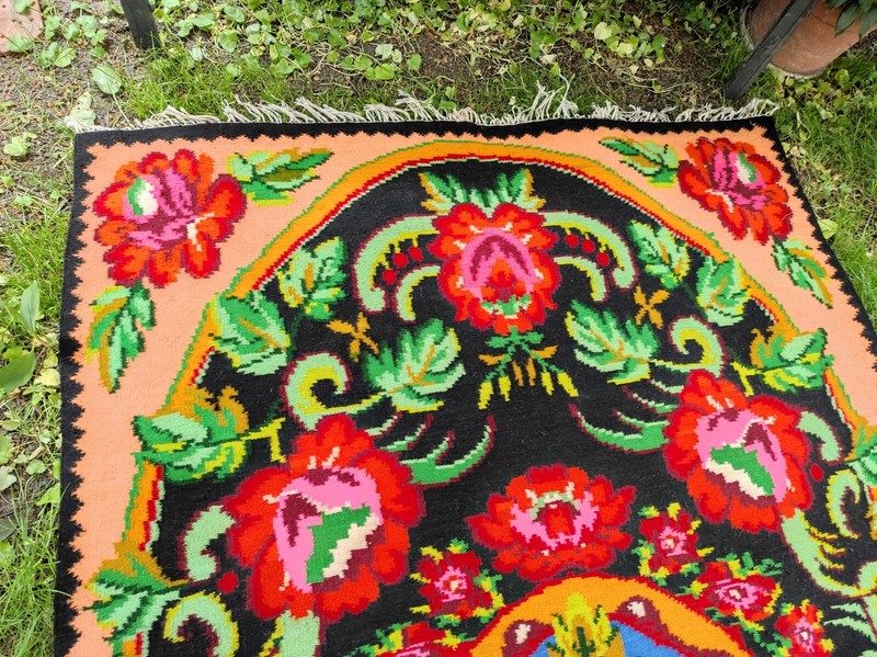 Masterpiece Romanian Hand Spun Wool Flat-Woven Kilim rug carpet 5.18 x 8 ft gallery