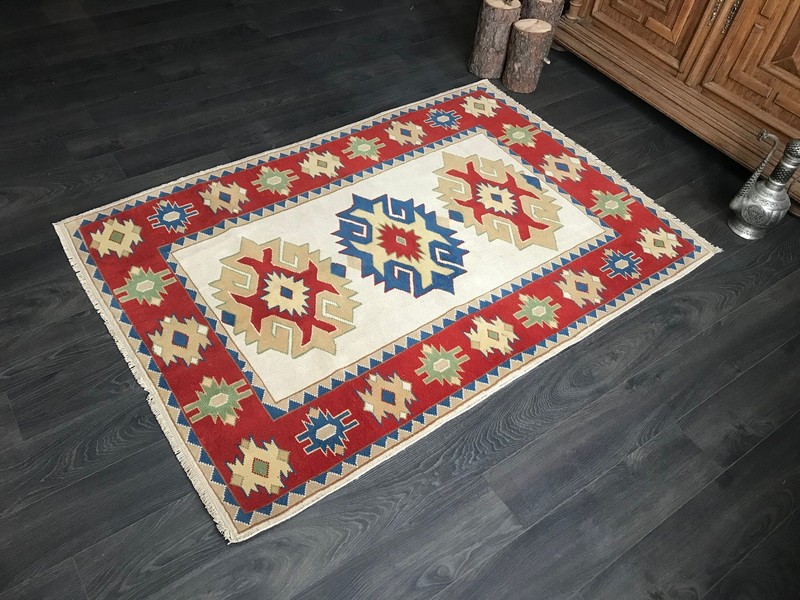 4x5.8 Vintage Turkish Oushak Wool Rug gallery