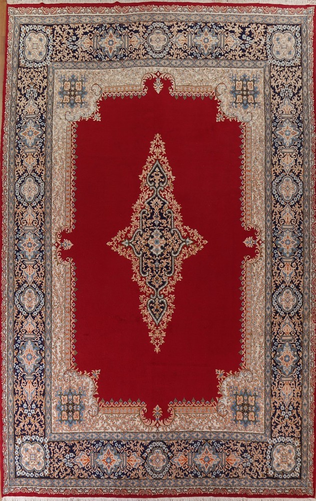 Vegetable Dye Medallion Palace Size Rug 12x16 Red Wool Hand-made Classic Carpet