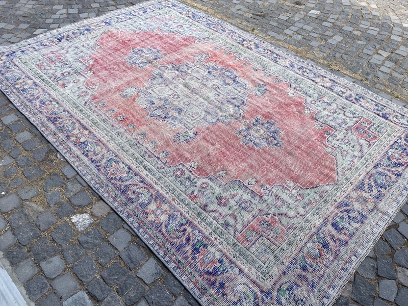 Turkish Vintage Rug, Handmade Wool Rug, Bohemian Large Rug, 7,4 x 10, ft gallery