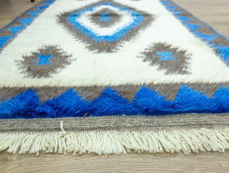Long Pile Turkish Tribal Shaggy Rug-Vintage Handwoven Mohair Shag Tulu-3.8x5.6ft gallery