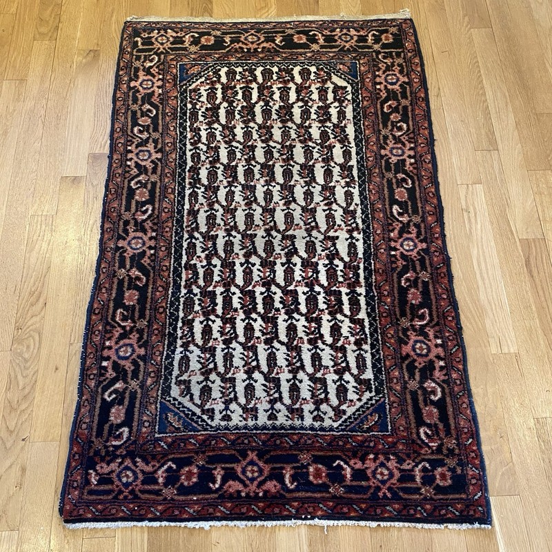 Vintage Rug 2' 7 x 4' 2 White Small Hand Knotted Oriental Rug gallery