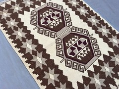 Vintage Afghan Kilim Rug 3×4 ft Handmade Flat Weave Tribal Wool Bedroom Carpet