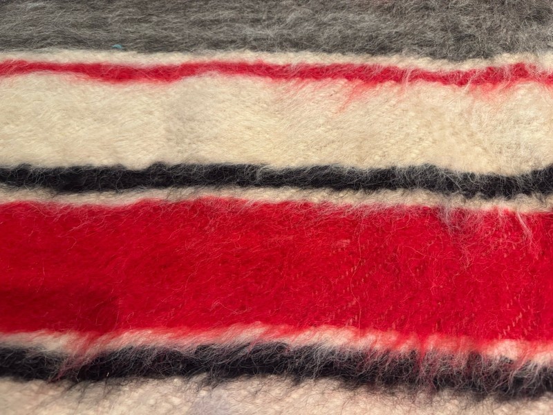 Vintage Hand Woven Striped Turkish Mohair Wool Shaggy Rug 5’x7’ Knotted Fringe gallery