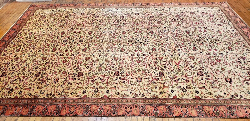Antique 1900-1930s Wool Pile, Natural Dye Legendary Armenian Hereke Rug 7'6"×11' gallery