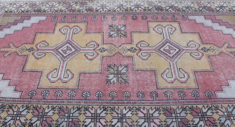 Turkish Rug 58''x110'' Vintage Light Muted Color Rug Oushak Carpet 150x280cm 4x9 gallery