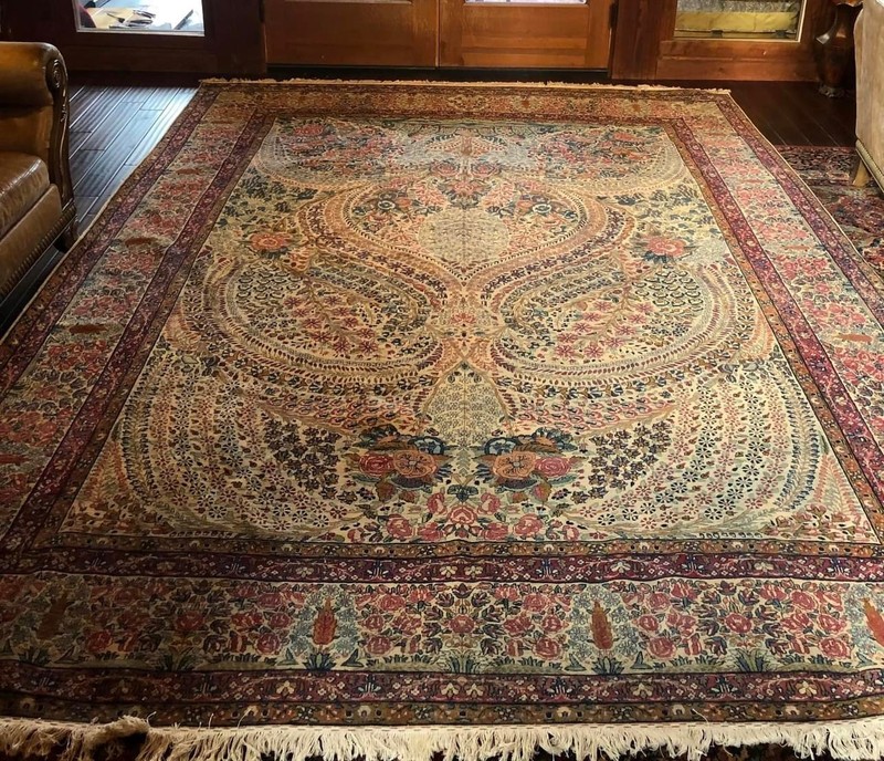 Very RARE Antique Kirman Lavar Tree of Life Rug 9x12 Hand Knotted Wool Carpet gallery