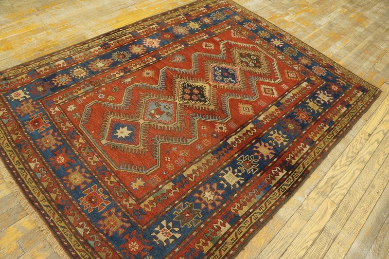 4'x6' Small Size Red Tribal Geometric Antique Late 19th Century Caucasian Kazak gallery