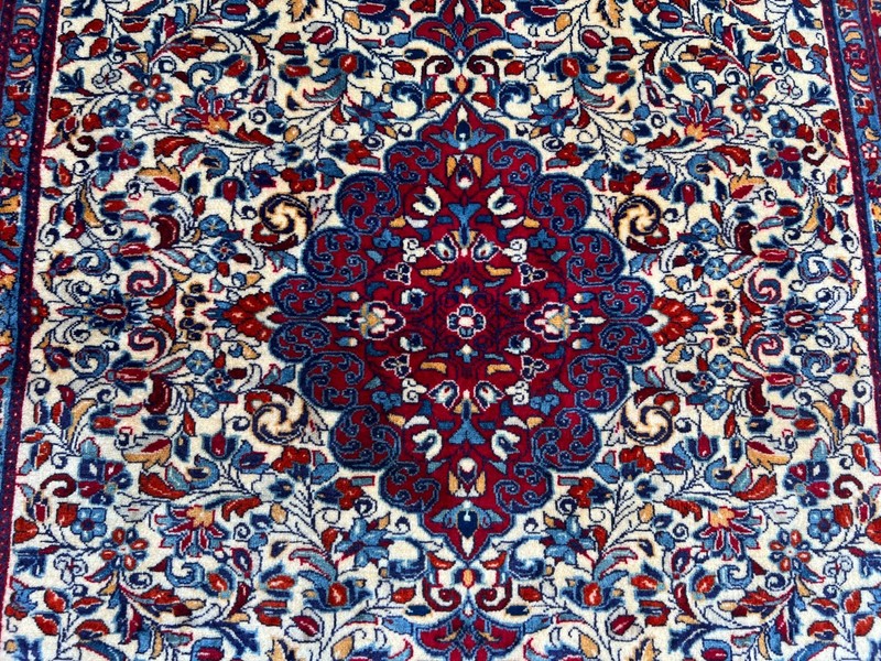 Ivory Red Caucasian Rug 3'5x4'8 Hand Knotted Wool Floral Medallion Carpet gallery