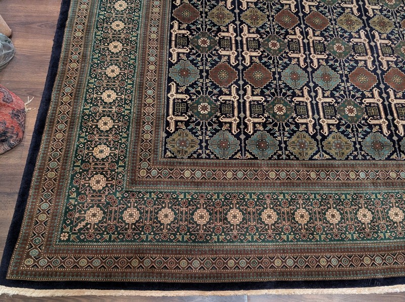 Navy Blue Per'sian Ta'briz Rug 10x12, Fine 360 KPSI, Allover Pattern gallery