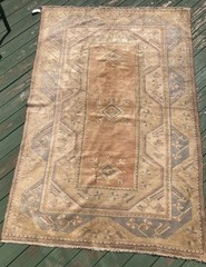 Antique Oushak Oriental Rug Wool Carpet 8′ x 5′ 2″ Turkish Milas Kars Handmade