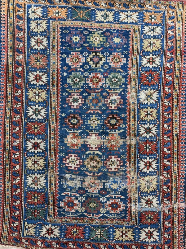 Antique Rare Authentic Collectibe Hand Knotted Azerbaijan Chi Chi Distressed Rug gallery