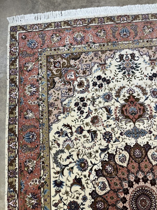 6’ 6”x9’ 10” FINE ORIENTAL RUG WOOL SILK VINTAGE HANDMADE HAND-KNOTTED COLORFUL gallery
