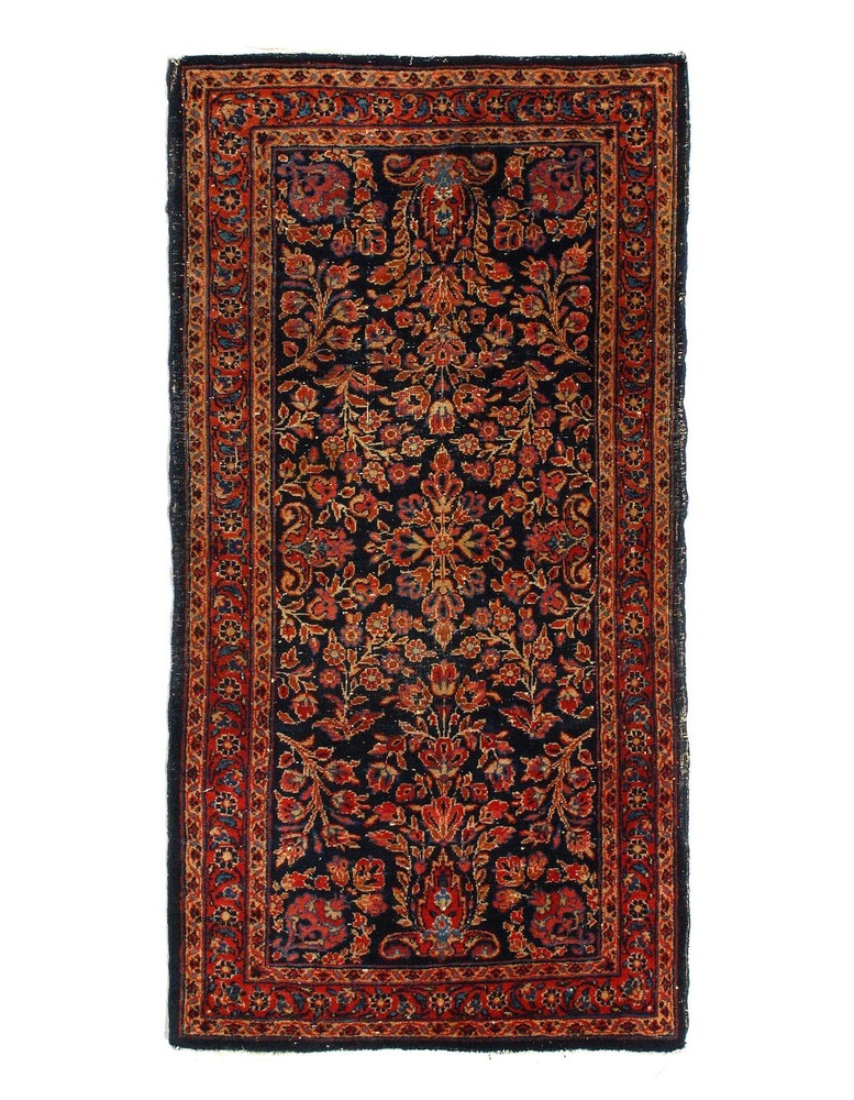 Navy Antique Sarouk Rug 2'2"x 4'