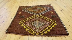 Primitive Antique 1940-1950s Wool Pile, Wool Color Kurdish Tribal Rug 2’3”x3′