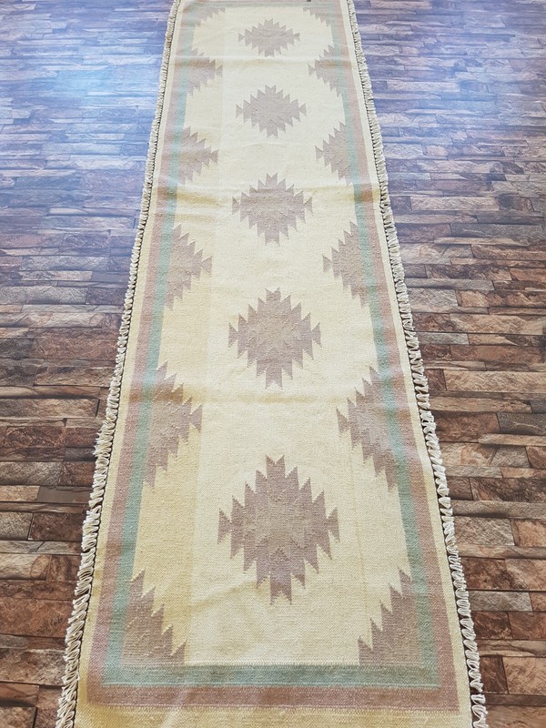 Vintage Handmade Traditional Turkish Kilim Floor Rug Carpet 252x66 cm gallery