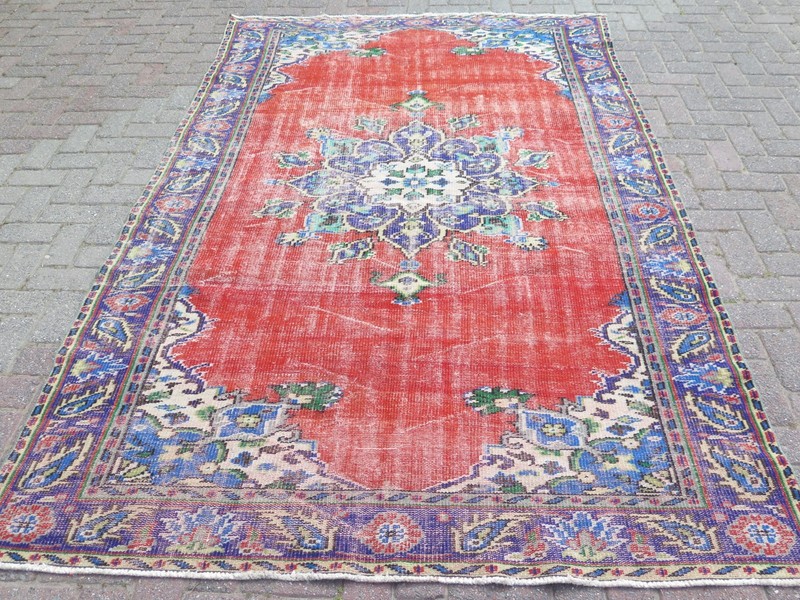 Vintage Rug, Anatolia Carpet, Distressed Rug, Floor Carpet Handmade Rug 68"x104" gallery