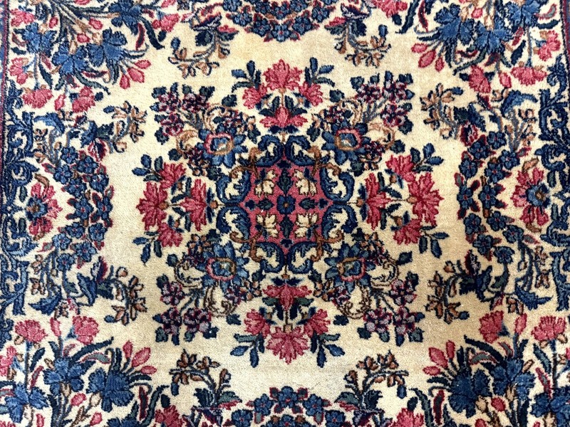 Square Per'sian Kirman Rug 4x4 Ivory Blue Pink Handmade Fine 225 KPSI gallery
