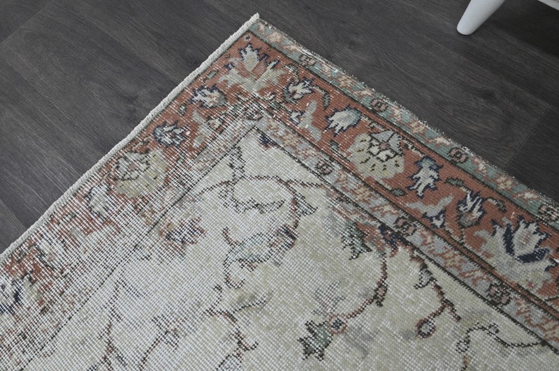 Oushak Turkish Vintage Rug 4x6 Kilim Rug Anatolian Handmade Boho Decor BEIGE gallery