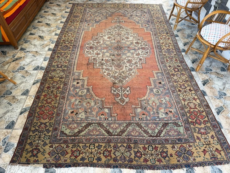 7x12 Shabby Vintage Turkish Rug, Large Faded Terracotta Distressed Area Carpet gallery