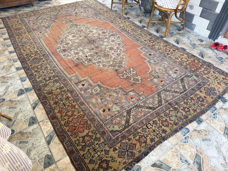 7x12 Shabby Vintage Turkish Rug, Large Faded Terracotta Distressed Area Carpet gallery