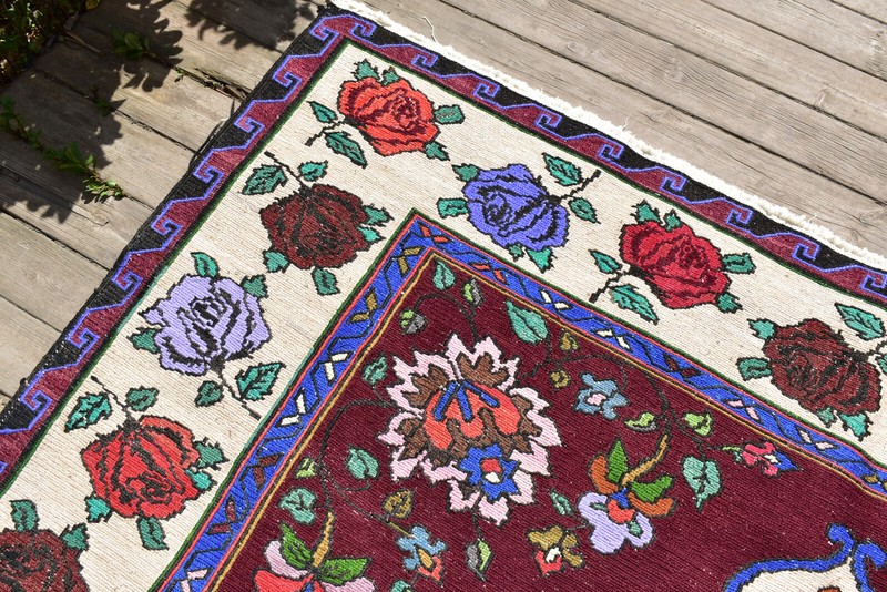 Caucasian Rug 5x10 Handwoven Wool Rug ANTIQUE Vintage Sumak Kilim 176x316cm gallery