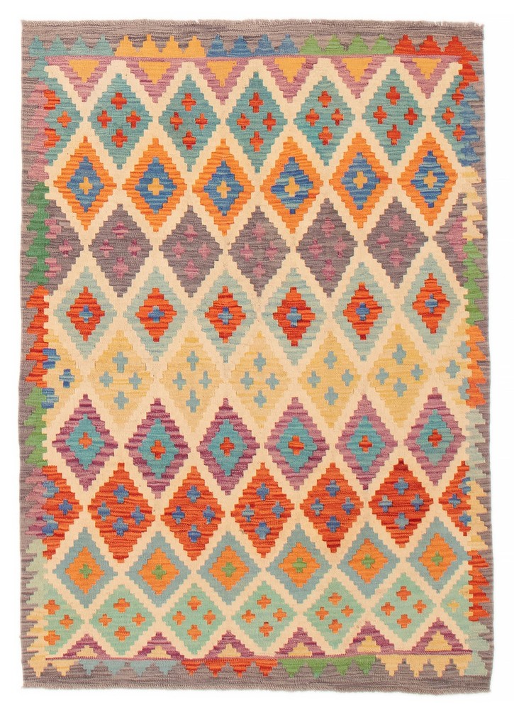 Vintage Hand Woven Area Rug 4'2" x 5'8" Traditional Wool Oriental Carpet