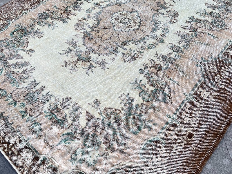 7x9 FT Vintage Turkish Oushak Rug Handmade Distressed Anatolian Wool Area Rug gallery
