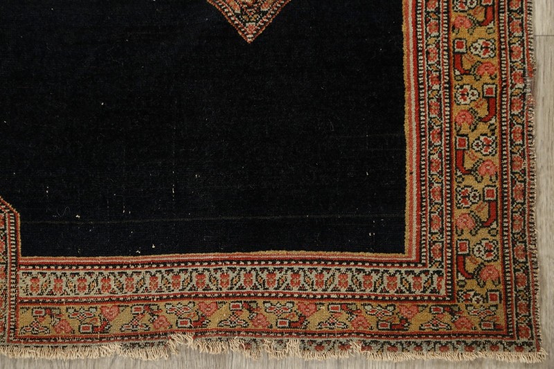 Pre-1900 Vegetable Dye Hand-Knotted Antique Rug 3x4 Navy Blue Wool Accent Carpet gallery