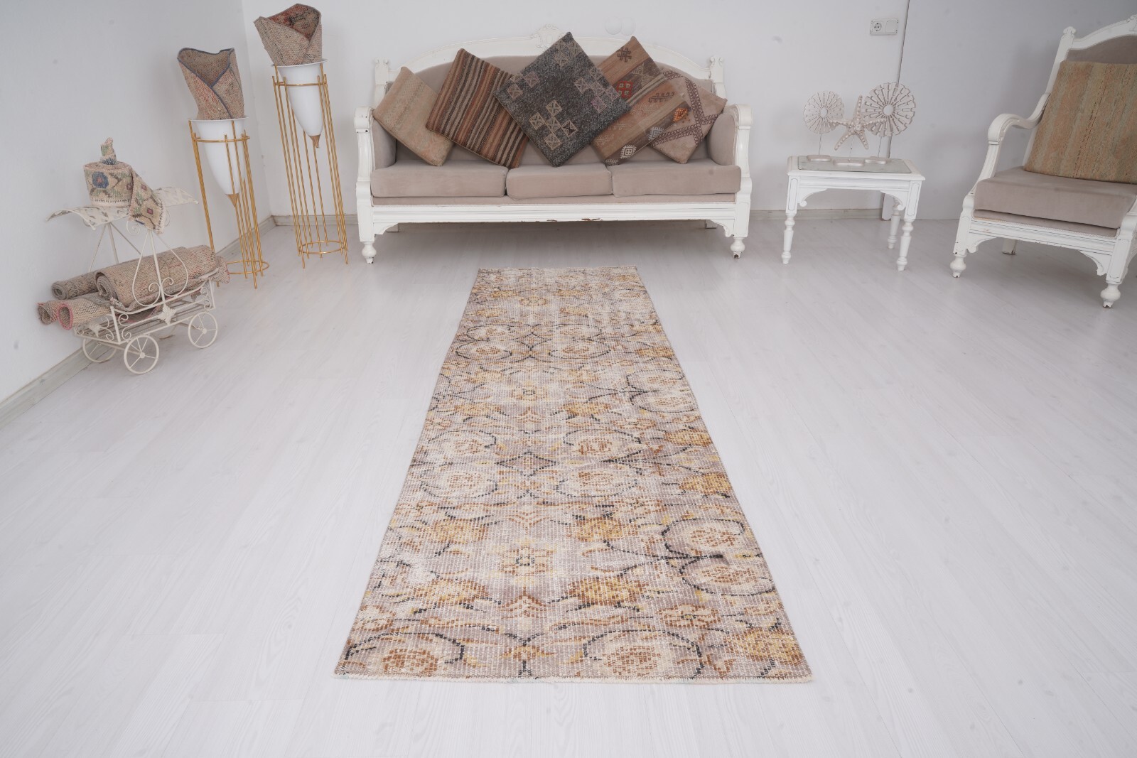 Antique Runner Oushak Turkish Runner Rug 3x8 Vintage Handmade Runner Carpet 715 gallery