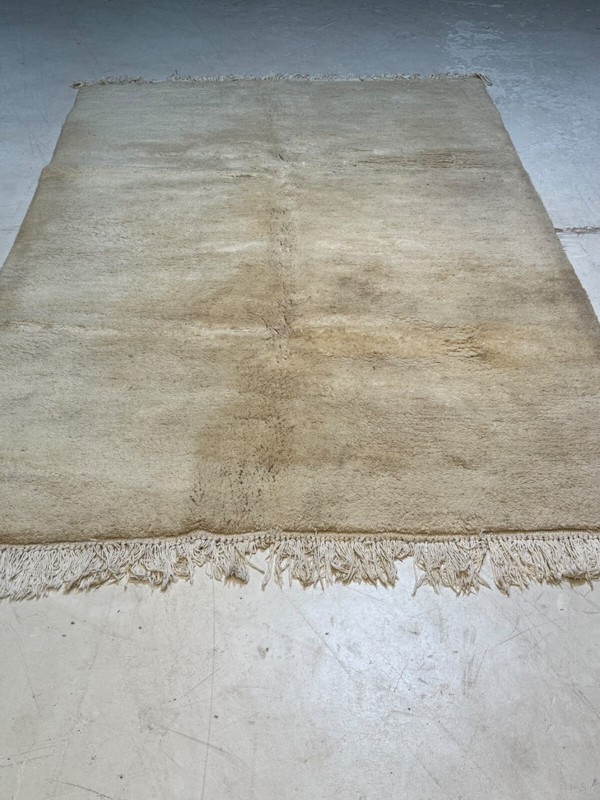 Oriental Hand-Knotted Wool Area Rug Moroccan Perfect Condition Ivory 6'7" x 11'9 gallery
