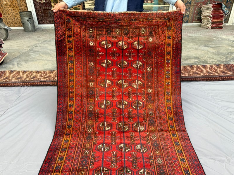 Red Antique Afghan Bokhara Rug 4x6 Fine Handmade Persian Style Oriental Carpet gallery