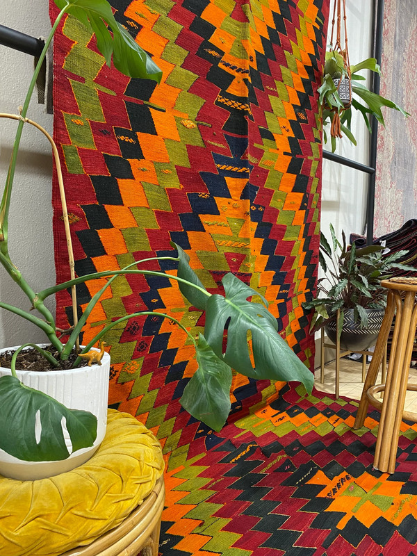 Orange Runner Rug| Hand-made 5'x13'ft Turkish Anatolian Sivas Kilim Runner Rug gallery