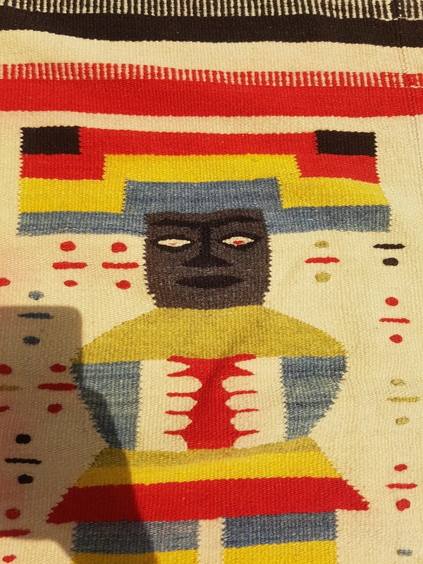 Vintage Traditional Handmade Mexican Aztec Wool Multicolor Kilim 186x123cm gallery