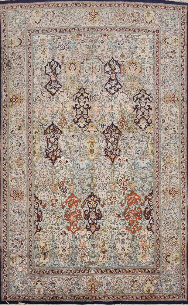 Vintage 100% Silk Kashmir Handmade Wool Area Rug Living Room Carpet 6x10