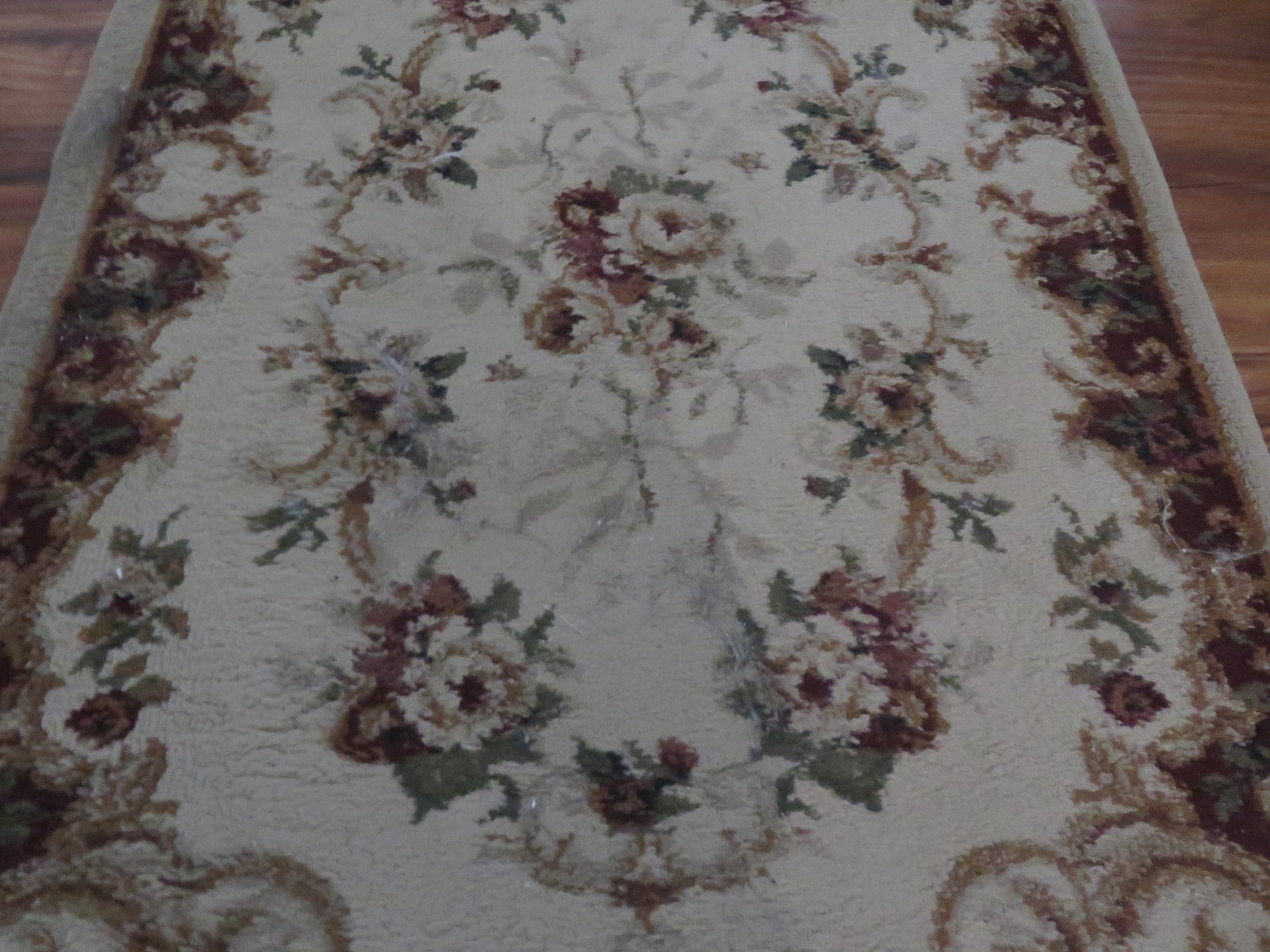 Stunning Floral ROSES & SCROLLS Aubusson Runner Rug Made in USA gallery